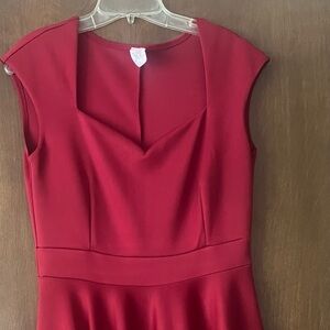 Elegant Burgundy Sleeveless Swing Dress